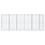 Gabion Basket with Cover 550x100x200 cm Galvanised Iron - Side View