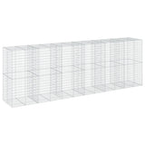 Gabion Basket with Cover 600x100x200 cm Galvanised Iron - Front View