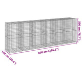Gabion Basket with Cover 600x100x200 cm Galvanised Iron - Close-Up Angle