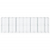 Gabion Basket with Cover 650x100x200 cm Galvanised Iron - Side View