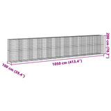 Gabion Basket with Cover 1050x100x200 cm Galvanised Iron