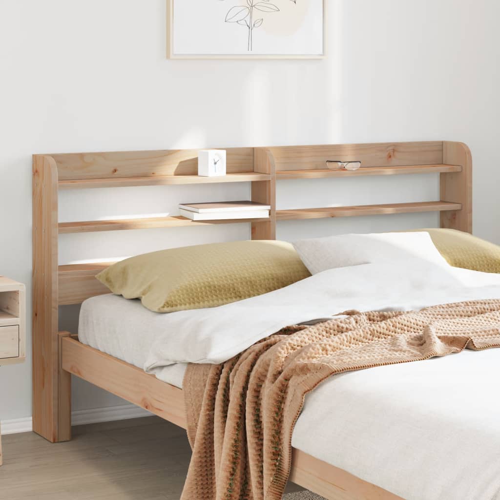 Headboard with Shelves 140 cm Solid Wood Pine