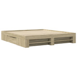 Bed Frame without Mattress Sonoma Oak 183x203 cm King Engineered Wood - Side View