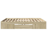 Bed Frame without Mattress Sonoma Oak 183x203 cm King Engineered Wood - Rear View