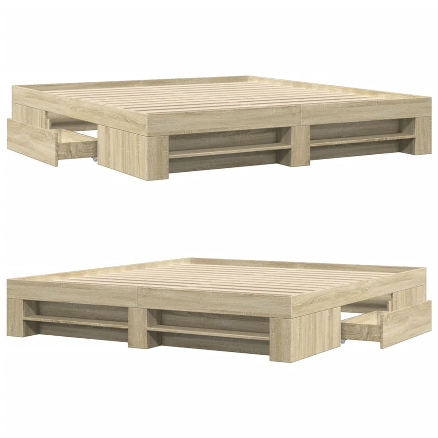 Bed Frame without Mattress Sonoma Oak 180x200cm Engineered Wood