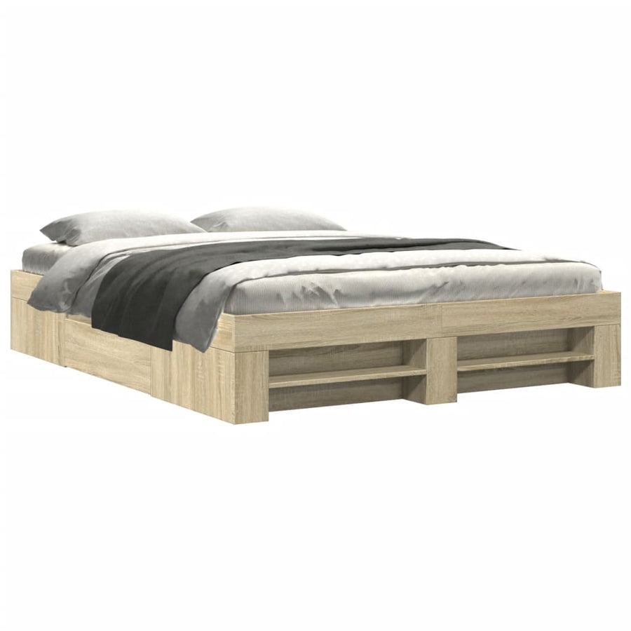 Bed Frame without Mattress Sonoma Oak 150x200cm Engineered Wood