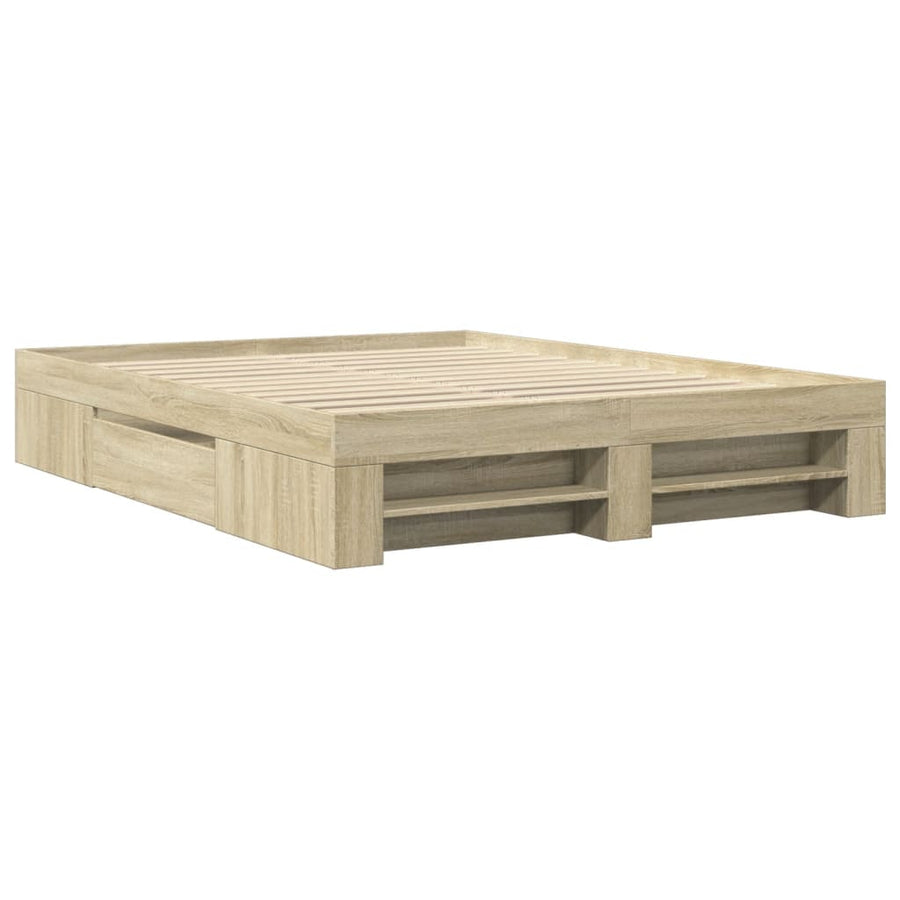 Bed Frame without Mattress Sonoma Oak 150x200cm Engineered Wood