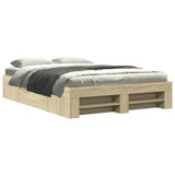 Bed Frame without Mattress Sonoma Oak 135x190 cm Engineered Wood - Front View