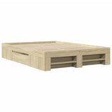 Bed Frame without Mattress Sonoma Oak 135x190 cm Engineered Wood - Side View
