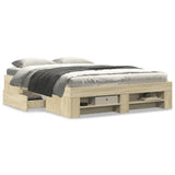 Bed Frame without Mattress Sonoma Oak 135x190 cm Engineered Wood - Top-Down View