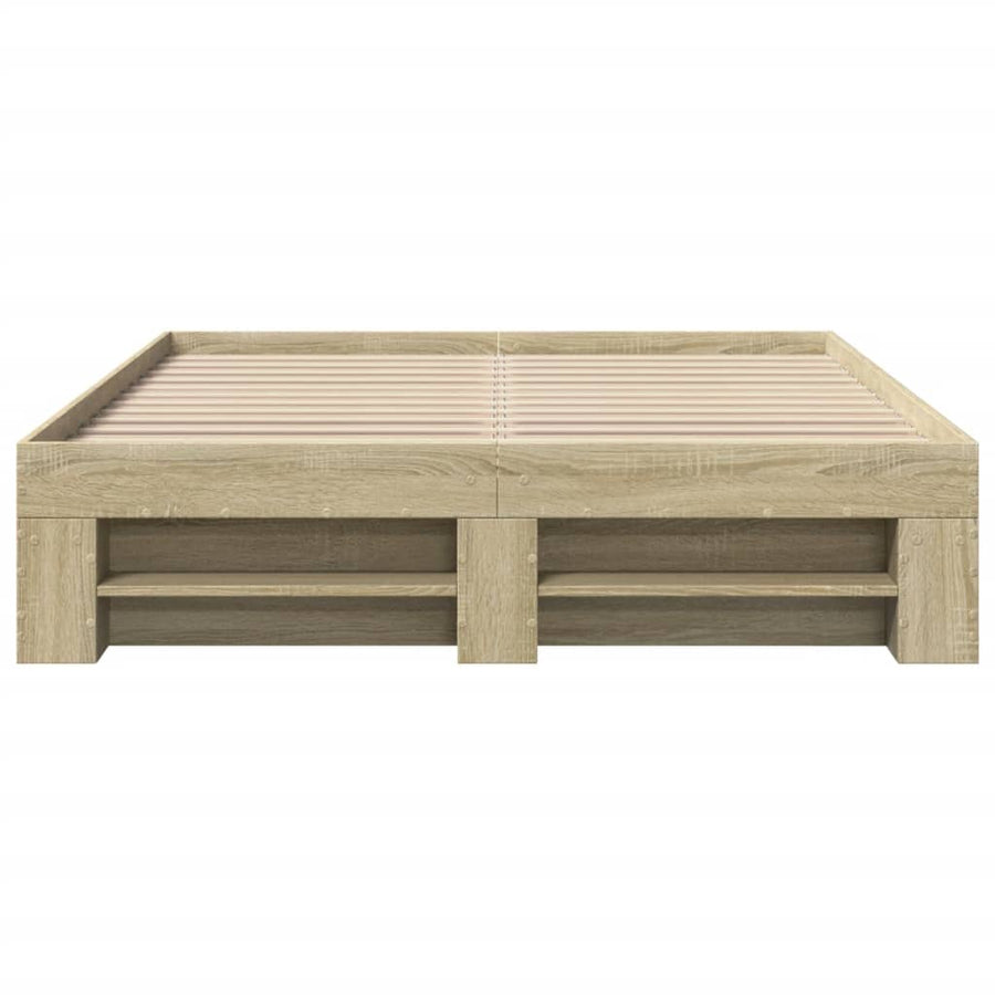 Bed Frame without Mattress Sonoma Oak 135x190cm Engineered Wood