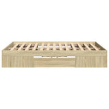 Bed Frame without Mattress Sonoma Oak 135x190 cm Engineered Wood - Rear View