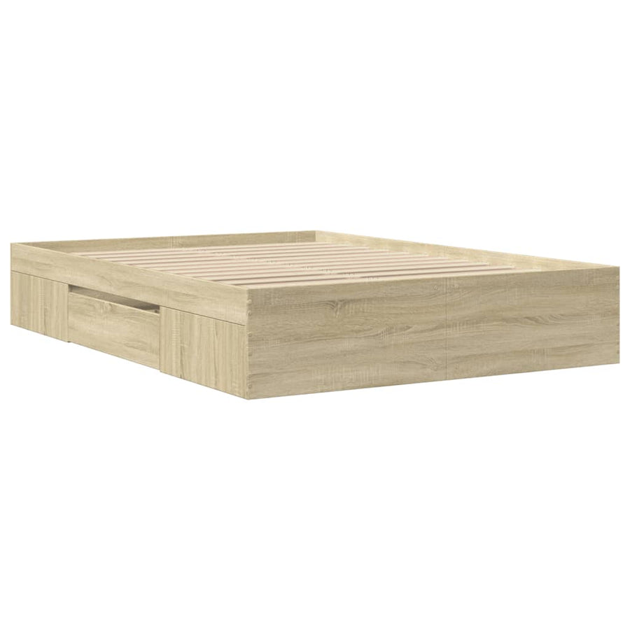 Bed Frame without Mattress Sonoma Oak 135x190cm Engineered Wood