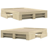 Bed Frame without Mattress Sonoma Oak 135x190 cm Engineered Wood - Low Angle
