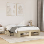 Bed Frame without Mattress Sonoma Oak 135x190cm Engineered Wood