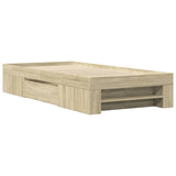 Bed Frame without Mattress Sonoma Oak 90x190 cm Engineered Wood - Side View