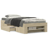 Bed Frame without Mattress Sonoma Oak 90x190 cm Engineered Wood - Top-Down View