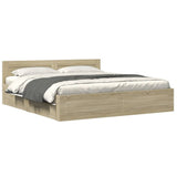 Bed Frame with Headboard without Mattress Sonoma Oak 183x203 cm King - Front View