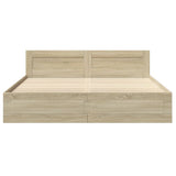 Bed Frame with Headboard without Mattress Sonoma Oak 183x203 cm King - 45-Degree Angle