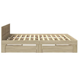 Bed Frame with Headboard without Mattress Sonoma Oak 183x203 cm King - Rear View