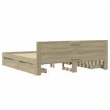 Bed Frame with Headboard without Mattress Sonoma Oak 183x203 cm King - Close-Up Angle