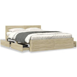 Bed Frame with Headboard without Mattress Sonoma Oak 150x200 cm - Top-Down View