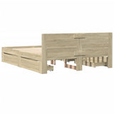 Bed Frame with Headboard without Mattress Sonoma Oak 150x200 cm - Close-Up Angle
