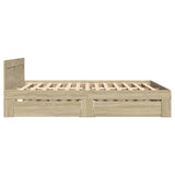 Bed Frame with Headboard without Mattress Sonoma Oak 135x190 cm - Rear View