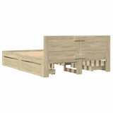 Bed Frame with Headboard without Mattress Sonoma Oak 135x190 cm - Close-Up Angle