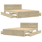 Bed Frame with Headboard without Mattress Sonoma Oak 135x190 cm - Low Angle