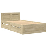 Bed Frame with Headboard without Mattress Sonoma Oak 90x190 cm - Side View