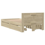 Bed Frame with Headboard without Mattress Sonoma Oak 90x190 cm - Close-Up Angle