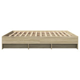 Bed Frame without Mattress Sonoma Oak 183x203 cm King Engineered Wood - Rear View