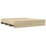 Bed Frame without Mattress Sonoma Oak 183x203 cm King Engineered Wood - Close-Up Angle