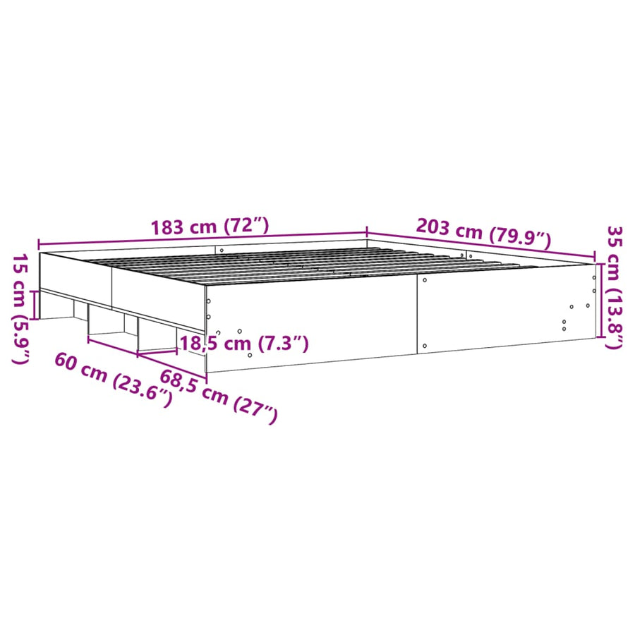 Bed Frame without Mattress Sonoma Oak 180x200cm Engineered Wood