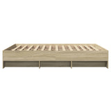 Bed Frame without Mattress Sonoma Oak 150x200 cm Engineered Wood - Rear View