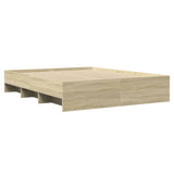 Bed Frame without Mattress Sonoma Oak 150x200 cm Engineered Wood - Close-Up Angle