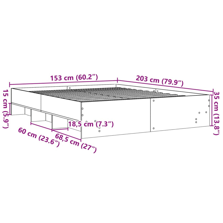 Bed Frame without Mattress Sonoma Oak 150x200cm Engineered Wood