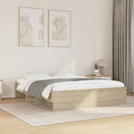 Bed Frame without Mattress Sonoma Oak 150x200cm Engineered Wood