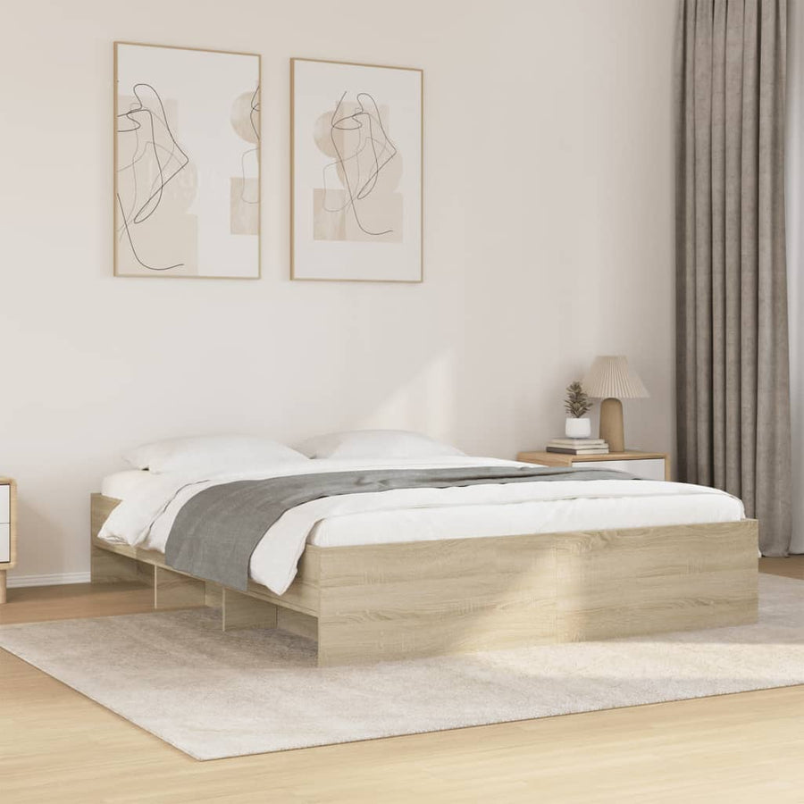 Bed Frame without Mattress Sonoma Oak 150x200cm Engineered Wood