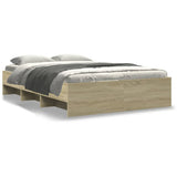Bed Frame without Mattress Sonoma Oak 135x190 cm Engineered Wood - Front View