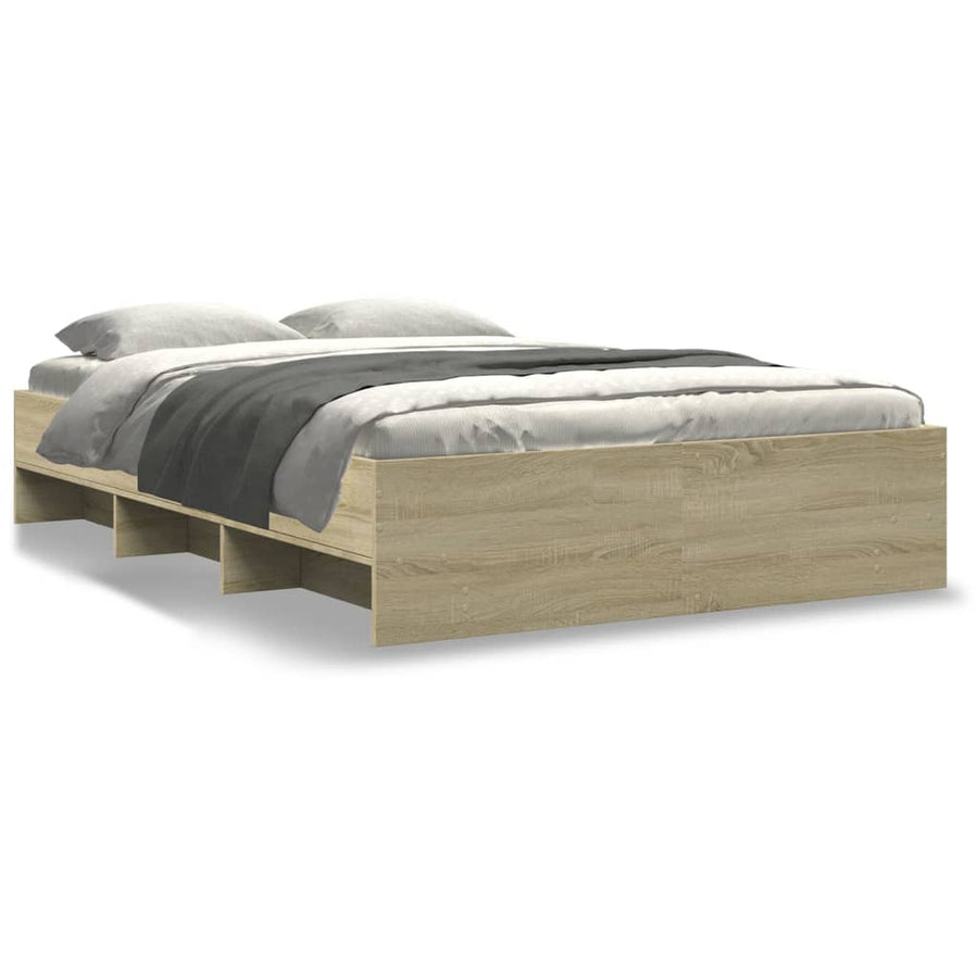 Bed Frame without Mattress Sonoma Oak 135x190cm Engineered Wood