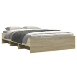 Bed Frame without Mattress Sonoma Oak 135x190 cm Engineered Wood - Side View
