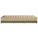 Bed Frame without Mattress Sonoma Oak 135x190 cm Engineered Wood - Rear View