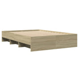 Bed Frame without Mattress Sonoma Oak 135x190 cm Engineered Wood - Close-Up Angle