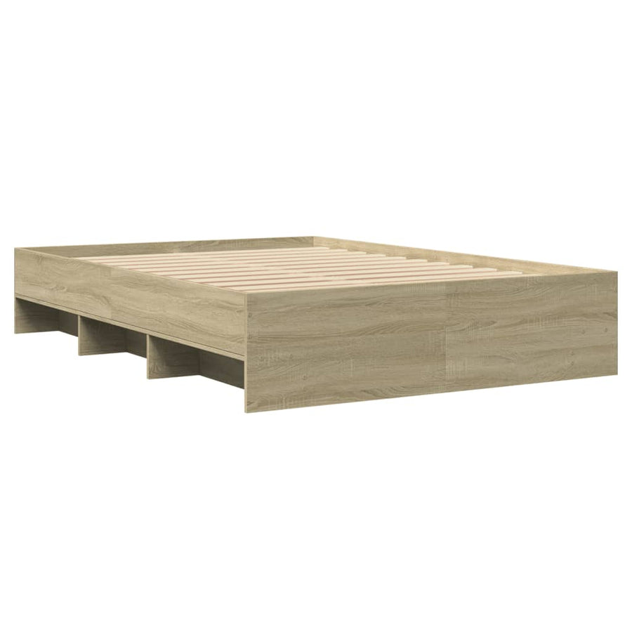 Bed Frame without Mattress Sonoma Oak 135x190cm Engineered Wood