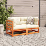 2 Piece Garden Sofa Set with Cushions Wax Brown Solid Wood Pine - Side View