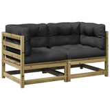 2 Piece Garden Sofa Set with Cushions Impregnated Wood Pine - Front View