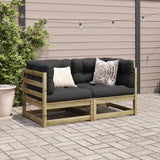 2 Piece Garden Sofa Set with Cushions Impregnated Wood Pine - Side View