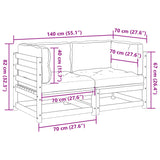 2 Piece Garden Sofa Set with Cushions Impregnated Wood Pine - Low Angle